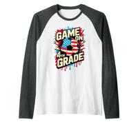 USA Game ON 4TH Grade Soccer Hello First Day Teacher America Raglan Baseball Tee