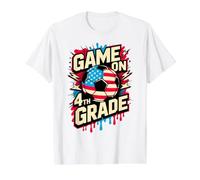 USA Game ON 4TH Grade Soccer Hello First Day Teacher America Value Graphic T-Shirt, Men, White, S