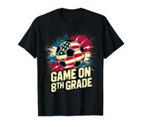 USA Game ON 8TH Grade Soccer Happy First Day Teacher America Value Graphic T-Shirt, Men, Black, S