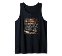 USA Garage with Nice Motorcycle for a Retro Look Tank Top