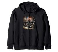 USA Garage with Nice Motorcycle for a Retro Look Zip Hoodie