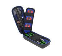 USA Gear 3 Dart Case for Steel & Soft Tip Darts, Holds Flights, Shafts, Plastic Tips, Sharpener, & Accessories - Locking Foam Design, Puncture-Resistant Pouch, Carabiner Clip, Belt Loop - Blue
