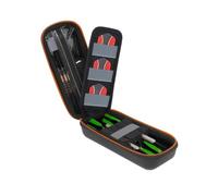 USA Gear 3 Dart Case for Steel & Soft Tip Darts, Holds Flights, Shafts, Plastic Tips, Sharpener, & Accessories - Locking Foam Design, Puncture-Resistant Pouch, Carabiner Clip, Belt Loop - Black