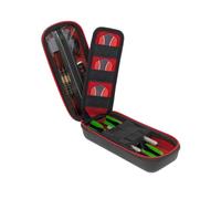 USA Gear 3 Dart Case for Steel & Soft Tip Darts, Holds Flights, Shafts, Plastic Tips, Sharpener, & Accessories - Locking Foam Design, Puncture-Resistant Pouch, Carabiner Clip, Belt Loop - Red
