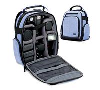 USA Gear Portable Camera Backpack for DSLR with Customizable Accessory Dividers, Weather Resistant Bottom and Comfortable Back Support - Compatible with Canon, Nikon, Sony, Fujifilm, and More (Blue)