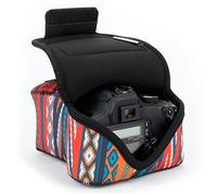 USA Gear Camera Sleeve (Medium) for Compact SLRs Compatible with Canon EOS R100 Nikon Z30 Sony ZV-E10, and More - Padded Neoprene DSLR Case with Zipper Accessory Pocket & Belt Loop (Southwest)