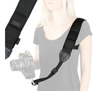 USA Gear Camera Sling Shoulder Strap with Adjustable Neoprene, Safety Tether, Accessory Pocket, Quick Release Buckle - Compatible with Canon, Nikon, Sony and More DSLR and Mirrorless Cameras (Black)