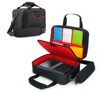 USA Gear Card Deck Storage Bag Compatible with TCG and CCG Deck Games - Card Protector Bag with Padded Shoulder Strap, Customizable Interior, Weather Resistant - Fits Boxes and Loose Cards - Red
