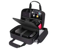 USA Gear Carry Case Compatible with Nintendo Switch 2, Dock Station, Gamecube/Pro Controller, Joy Cons & More Nintendo Switch 2 Accessories - Customizable Interior, Shoulder Strap - Black
