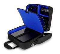 USA GEAR Console Carrying Case - PS4 Case Compatible with Playstation 4 Slim, PS4 Pro, and PS3 - Customizable Interior Stores Games, Controller, Headset, and More Gaming Accessories (Blue)