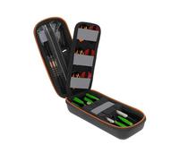 USA Gear Dart Case Holster - 3 Dart Case for Soft Tip Darts with Storage for Plastic Tips, 12 Flight Slots, Shafts & More Accessories - Locking Foam Design, Zippered Puncture Resistant Pocket (Black)