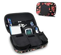 USA GEAR Diabetic Bag - Diabetic Travel Bag Insulin Kit with 3 Removable Pouches & Hard Shell Exterior - Compatible with ACCU-CHEK, Bayer Contour, TRUEtest, and More Glucose Monitors - Floral