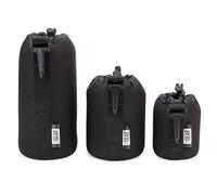 USA Gear FlexARMOR Protective Neoprene Lens Case Pouch Set 3-Pack (Black) - Small, Medium and Large Cases Hold Lenses up to 70-300mm with Drawstring Opening, Attached Clip, Reinforced Belt Loop