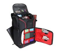 USA Gear MTG Backpack Compatible with Magic the Gathering Deck, Yu-Gi-Oh, MTG Decks & more - TCG Backpack MTG Bag with Shoulder Straps, Customizable Dividers, TCG Playmat Holder, Binder Space (Red)