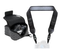 USA Gear Padded Camera Sleeve (Deluxe Gray) + Neck Strap (Black) - Bundle