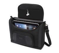 USA Gear Tablet Bag Compatible with 11 inch iPad Pro, 10.2 inch iPad - Compact Messenger Bag with Durable Exterior, Soft Adjustable Interior Fits Keyboard, Charger, more (Black)