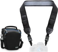 USA Gear Top Loading Bag (Black) + Neck Strap (Black) - Bundle