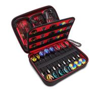 USA Gear XL Semi Hard Shell Dart Case - Storage Protective Case for 15 Piece Dart Set, Tips, Flights and Shafts, and More Accessories - Locking Foam Design for Soft and Steel Tips (Red)