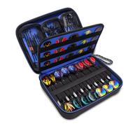 USA Gear XL Semi Hard Shell Dart Case - Storage Protective Case for 15 Piece Dart Set, Tips, Flights and Shafts, and More Accessories - Locking Foam Design for Soft and Steel Tips - Blue