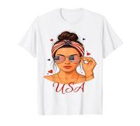 USA Girl American Flag Value Graphic T-Shirt, Men, White, L