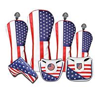 USA Golf Head Covers for Driver & Fairway Woods - Premium Leather Headcovers, Designed to Fit All Woods and Drivers (Hybird Cover)
