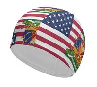 USA Haitian Flags Funny Swim Cap Breathable Swimming Hat