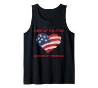 USA Heart Land of the Free Because of the Brave Tank Top
