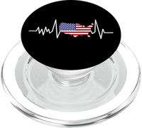 USA Heartbeat American Flag Map Patriot PopSockets PopGrip for MagSafe