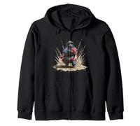 USA Helmet Bear Costume for Soldier Man and Woman Zip Hoodie