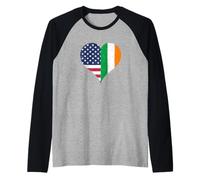 USA Ireland Flag on St Patrick's Day A Proud Irish American Raglan Baseball Tee