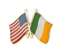 USA & Ireland Friendship Flag Lapel Pin Badge - American & Irish National Flags Crossed Design - Enamel Metal Brooch - Size: 2.5cm x 1.9cm