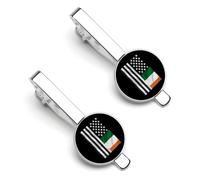 USA Irish Flag 2 Pcs Tie Clips for Men Tie Bar Tie Pins for Regular Ties Wedding Business