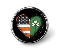 USA Irish Shamrock Round Brooch Pins Badge Printed Button Tie Lapel Backpack Pin Decoration for Women Men