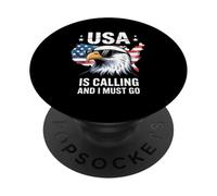 USA Is Calling And I Must Go Bald Eagle Patriotic PopSockets Adhesive PopGrip