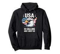 USA Is Calling And I Must Go Bald Eagle Patriotic Pullover Hoodie