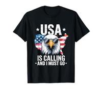 USA is Calling and I Must Go Bald Eagle Patriotic T-Shirt