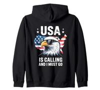 USA Is Calling And I Must Go Bald Eagle Patriotic Zip Hoodie
