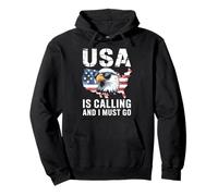 USA Is Calling And I Must Go Patriotic Bald Eagle Pullover Hoodie