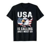 USA is Calling and I Must Go Patriotic Bald Eagle T-Shirt