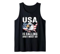 USA is Calling and I Must Go Patriotic Bald Eagle Tank Top