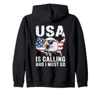 USA Is Calling And I Must Go Patriotic Bald Eagle Zip Hoodie