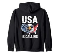 USA Is Calling Bald Eagle American Flag Map Pride Zip Hoodie