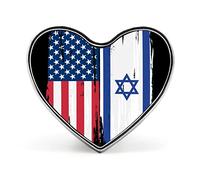 USA Israel Split Flag Men Lapel Tie Tack Heart Shape Brooch Pin Decorative Badge for Women Suit Costume Hat Clothing Bag
