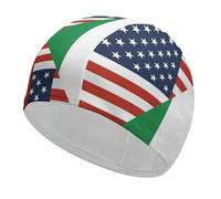 USA Italy Flags Funny Swim Cap Breathable Swimming Hat
