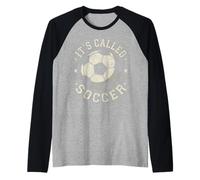 USA It's Called Soccer Not Football Funny Distressed Raglan Baseball Tee