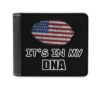 USA It's in My DNA Men's Bifold Wallet Slim Cash Card Holder Leather Purse