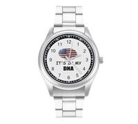 USA It's in My DNA Men's Casual Watch with Stainless Steel Strap Alloy Quartz Wrist Watches