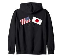 USA Japan Crossed Flags American Japanese Friendship Zip Hoodie