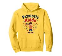 USA Kids Patriotic Kiddo American Flag Stars Fireworks Pullover Hoodie, Adult Unisex, Lemon, S