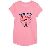 USA Kids Patriotic Kiddo American Flag Stars Fireworks T-Shirt, Girls, Pink, Large